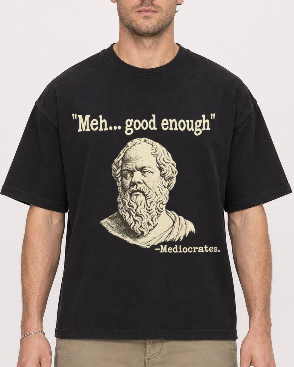 Mockup Boxy Heavyweight Tee Black male close-up 08