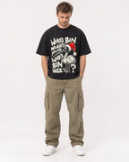 Mockup Boxy Heavyweight Tee Black male full-body 08