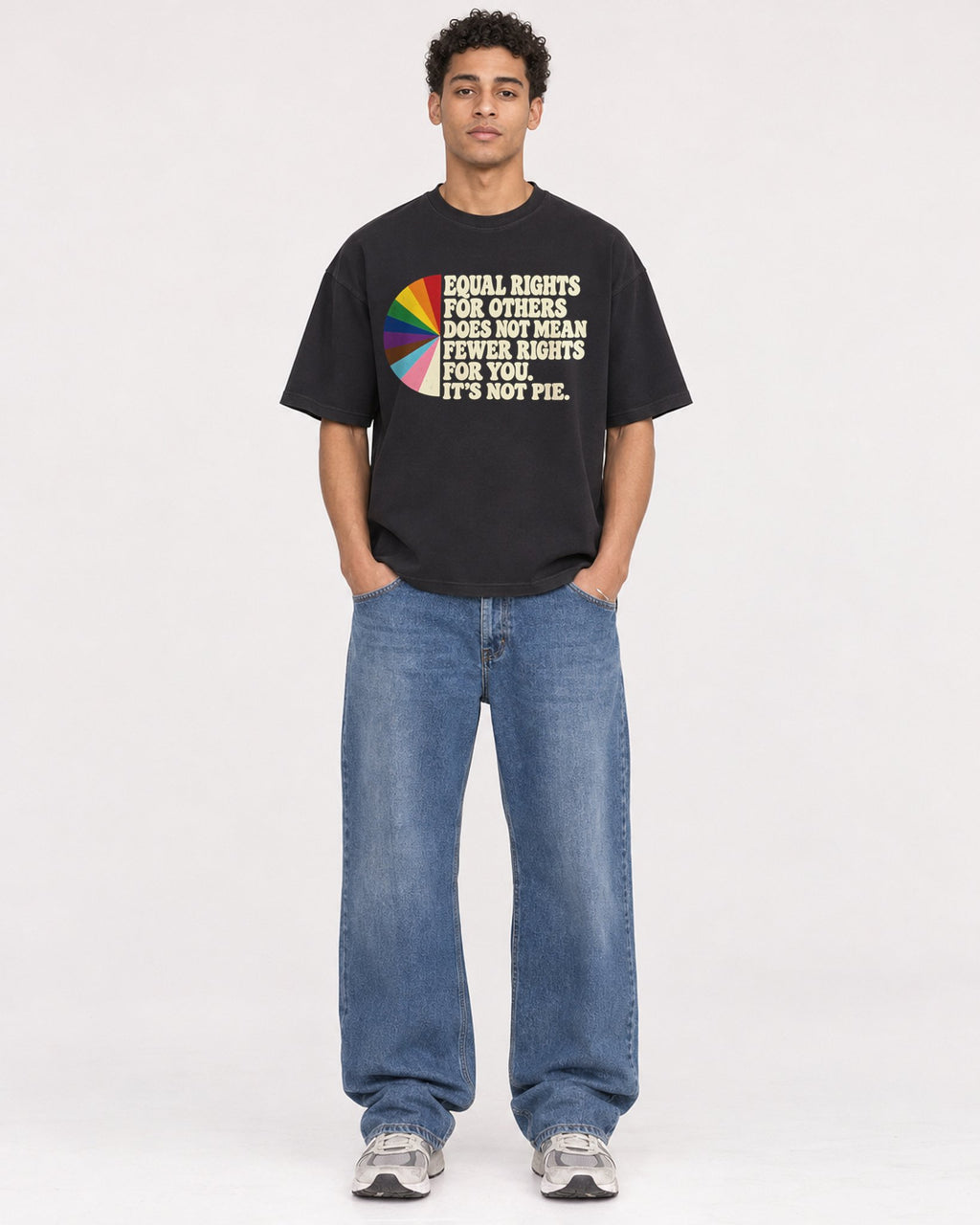 Mockup Boxy Heavyweight Tee Black male full-body 10