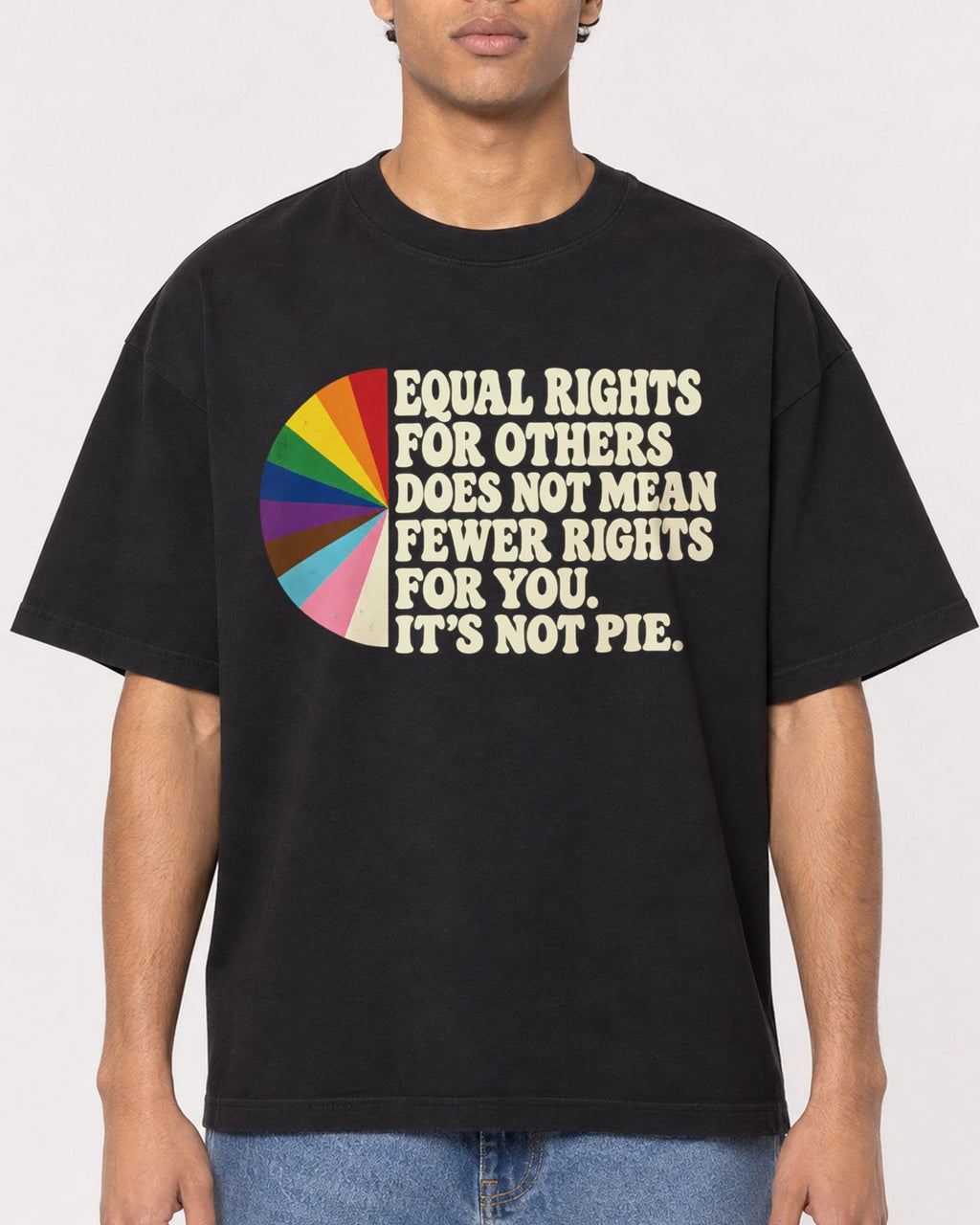 Mockup Boxy Heavyweight Tee Black male close-up 10