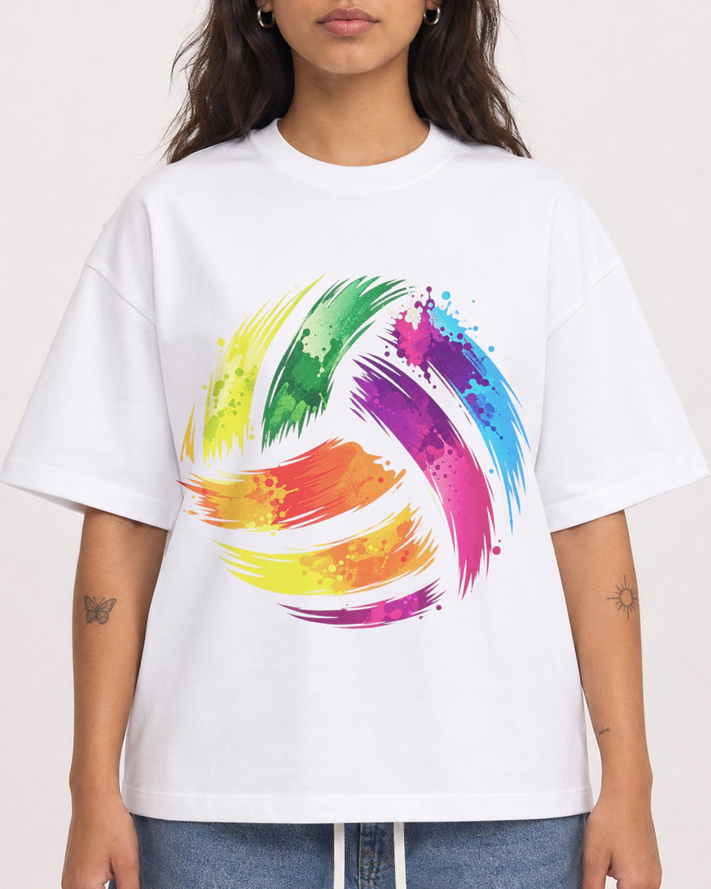 Mockup Boxy Heavyweight Tee White female close-up 06