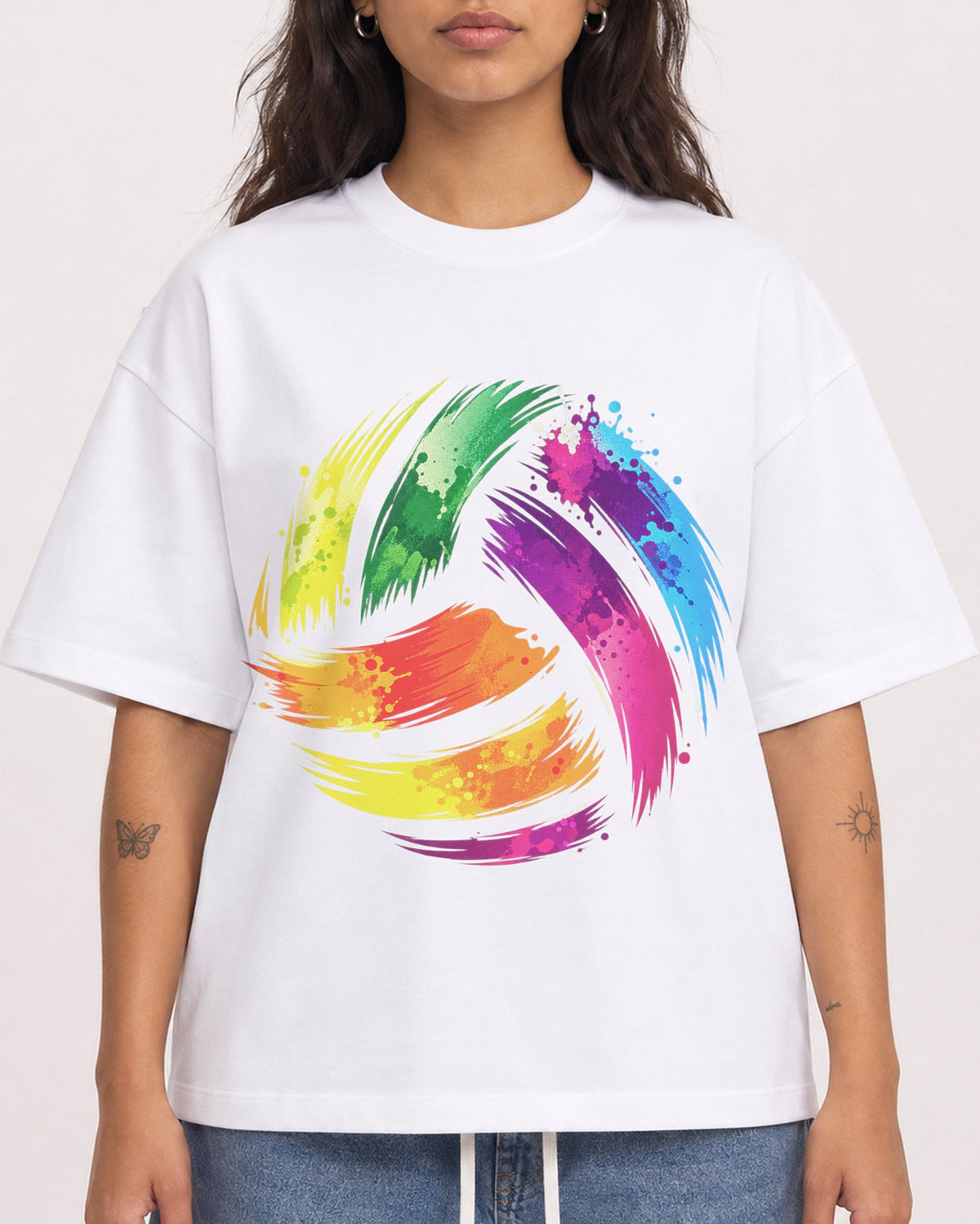Mockup Boxy Heavyweight Tee White female close-up 06