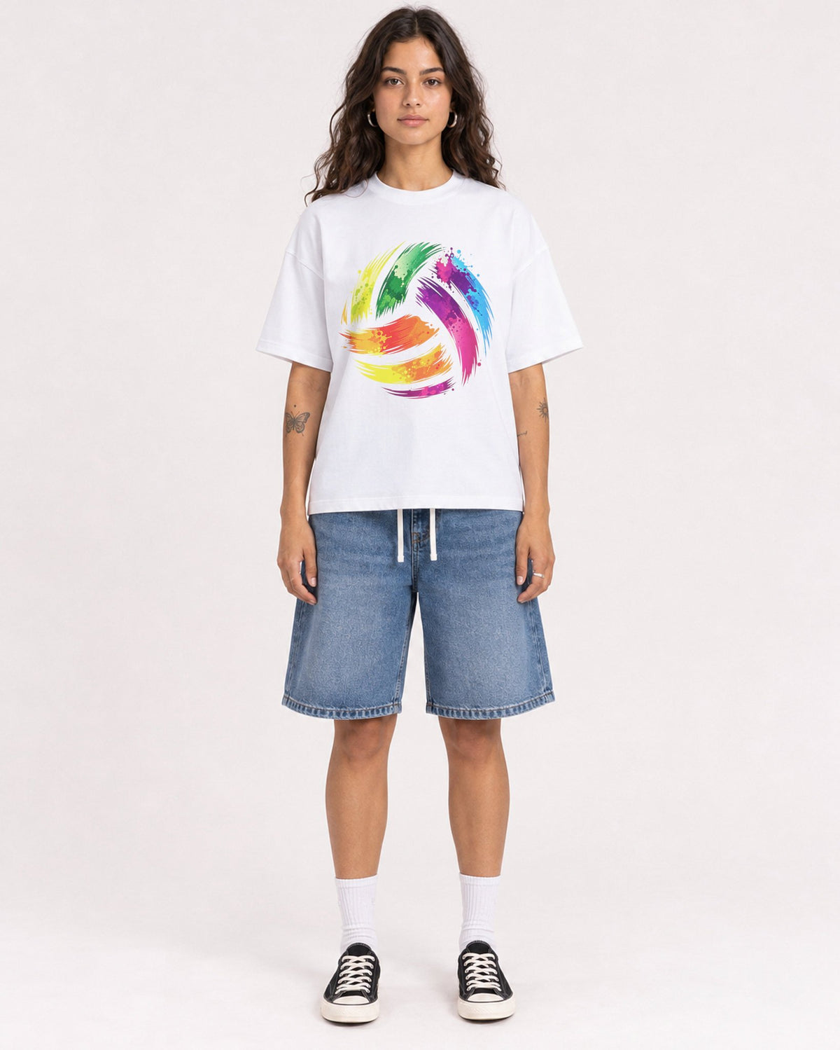 Mockup Boxy Heavyweight Tee White female full-body 06