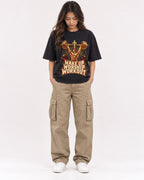 Mockup Boxy Heavyweight Tee Black female full-body 02