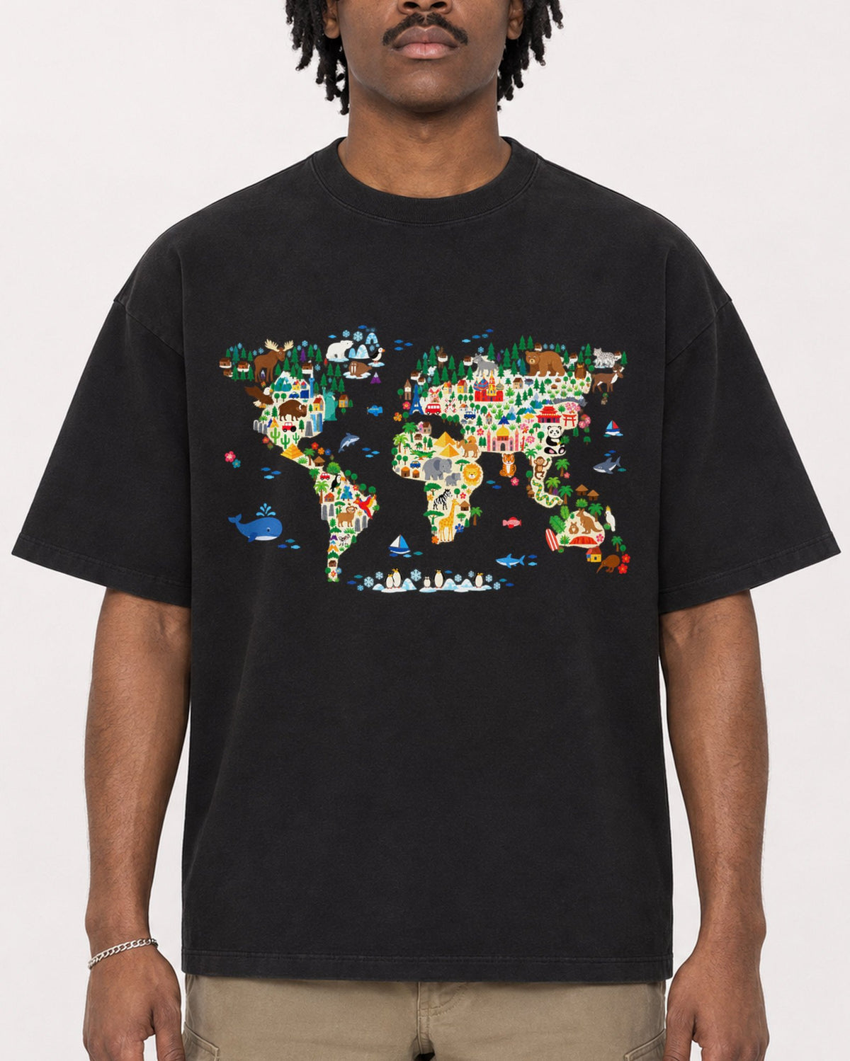 Mockup Boxy Heavyweight Tee Black male close-up 04