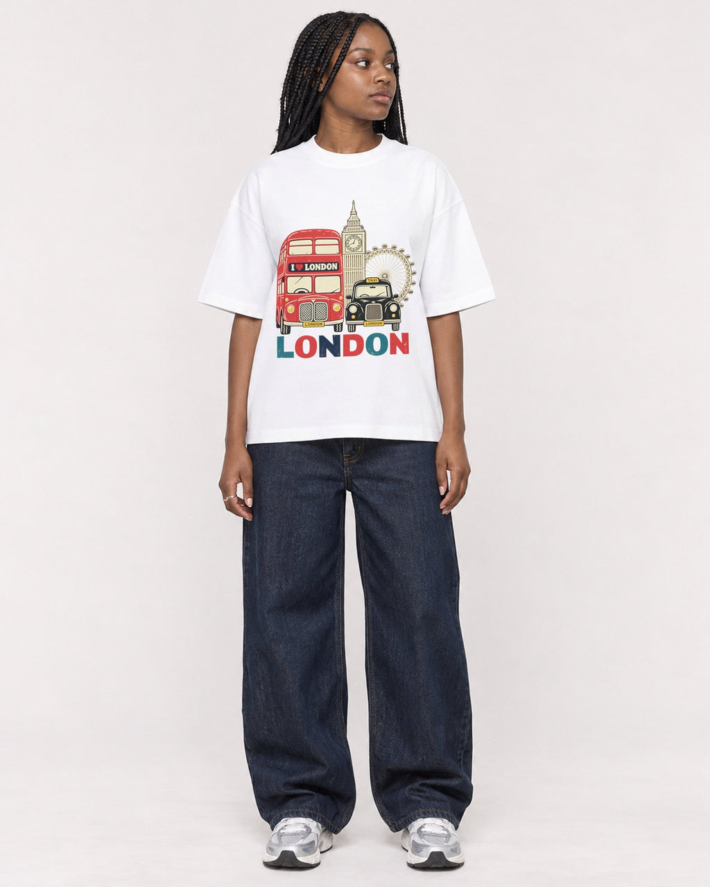 Mockup Boxy Heavyweight Tee White female full-body 04