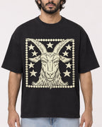 Mockup Boxy Heavyweight Tee Black male close-up 17
