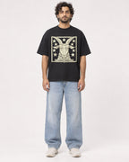 Mockup Boxy Heavyweight Tee Black male full-body 17