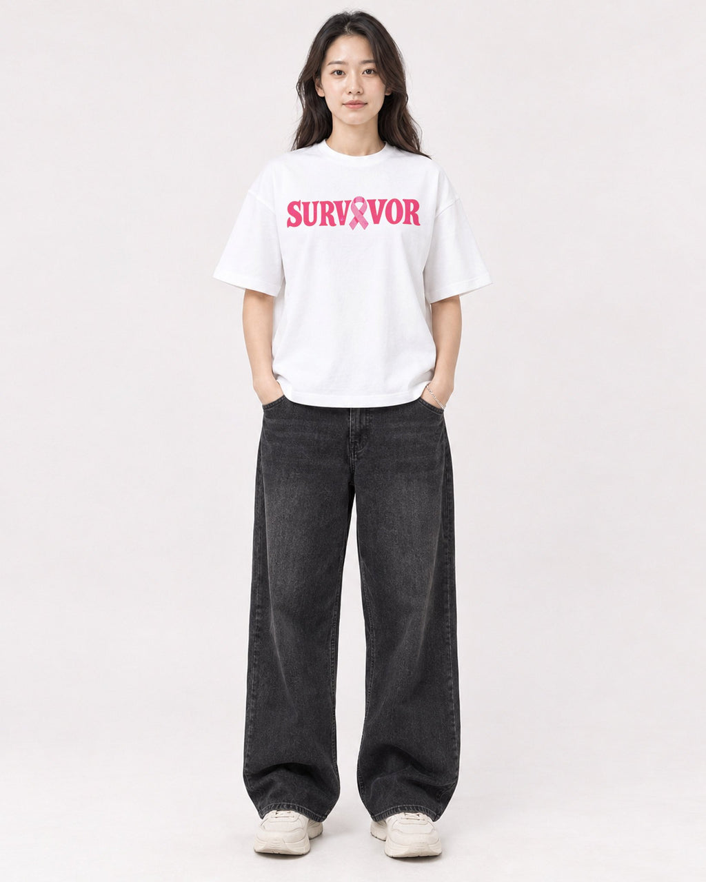 Mockup Boxy Heavyweight Tee White female full-body 03