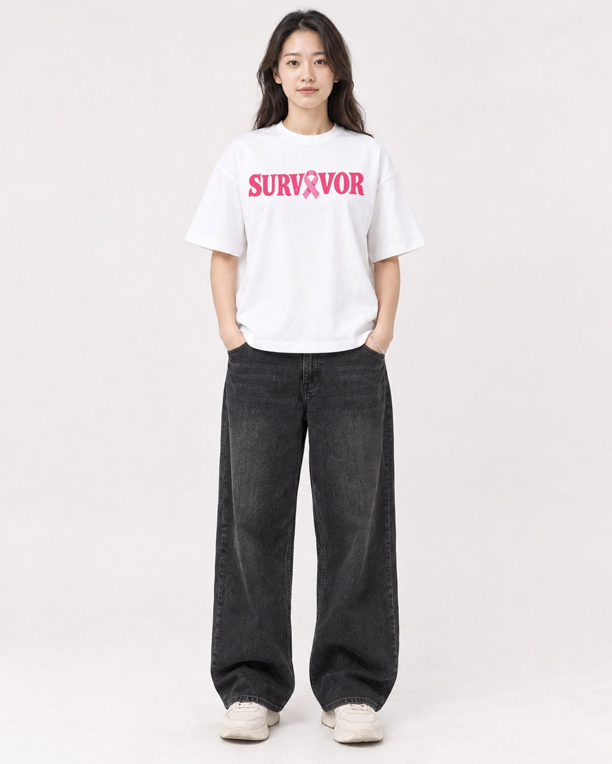Mockup Boxy Heavyweight Tee White female full-body 03