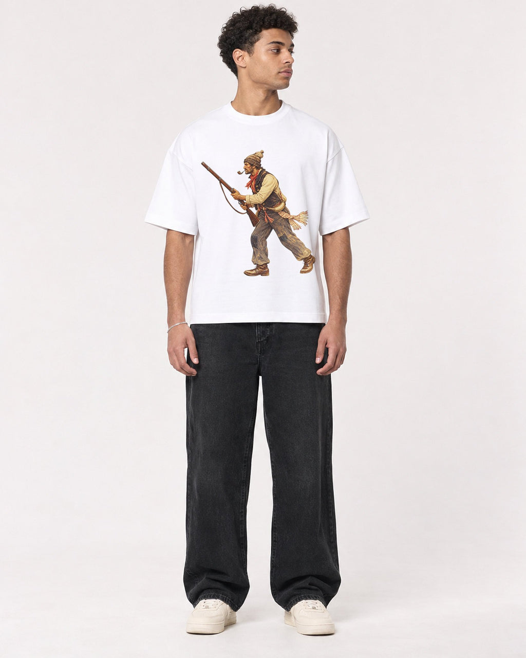 Mockup Boxy Heavyweight Tee White male full-body 10