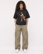 Mockup Boxy Heavyweight Tee Black female full-body 10