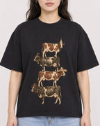 Mockup Boxy Heavyweight Tee Black female close-up 03