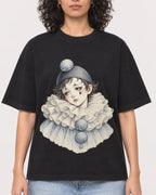 Mockup Boxy Heavyweight Tee Black female close-up 27