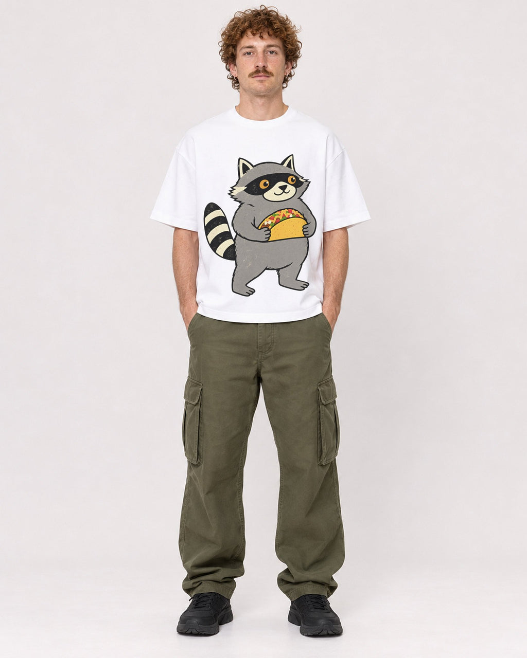 Mockup Boxy Heavyweight Tee White male full-body 09