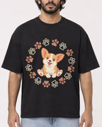 Mockup Boxy Heavyweight Tee Black male close-up 17