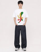 Mockup Boxy Heavyweight Tee White male full-body 01