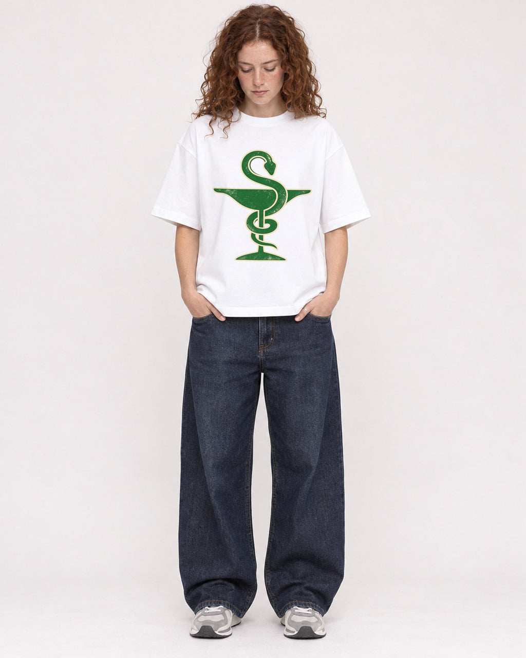 Mockup Boxy Heavyweight Tee White female full-body 09