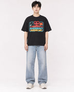 Mockup Boxy Heavyweight Tee Black male full-body 01