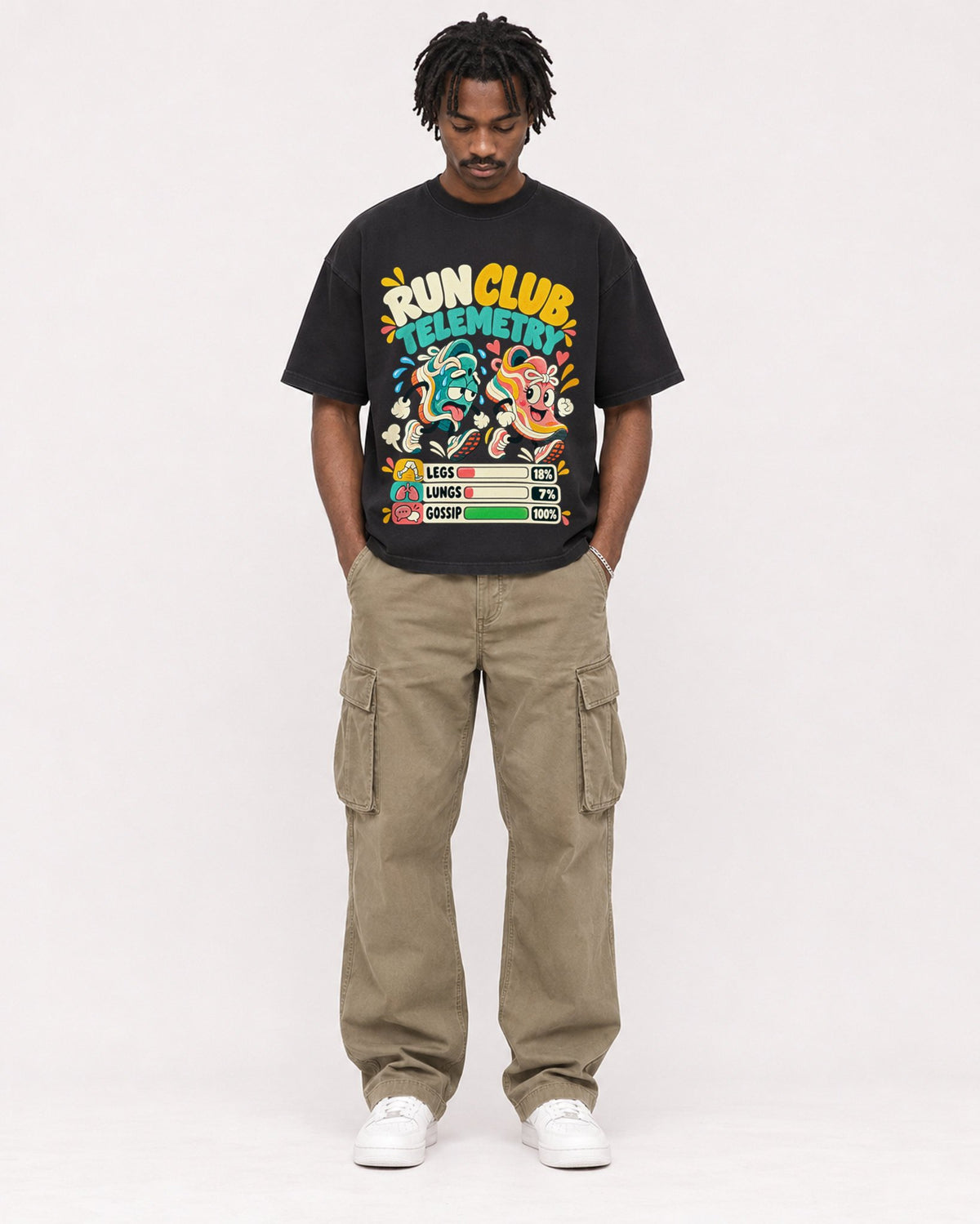 Mockup Boxy Heavyweight Tee Black male full-body 04