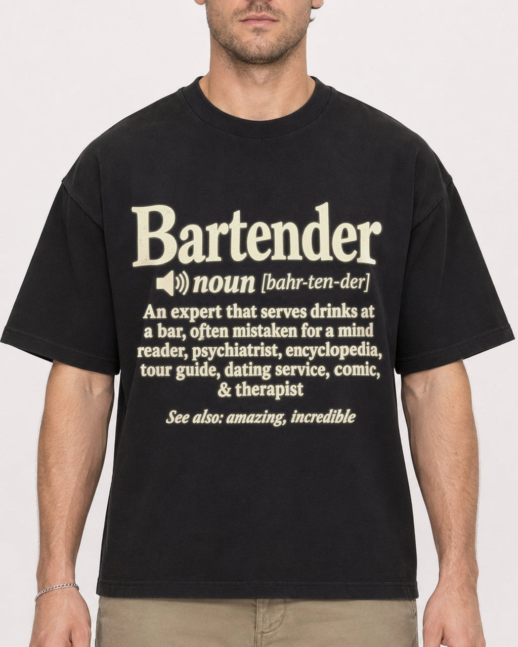 Mockup Boxy Heavyweight Tee Black male close-up 08