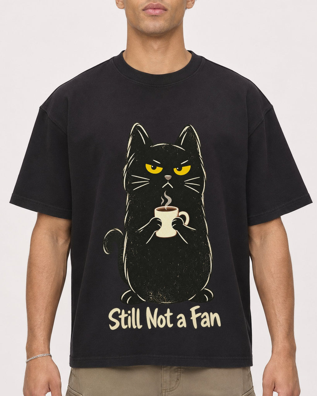 Mockup Boxy Heavyweight Tee Black male close-up 20