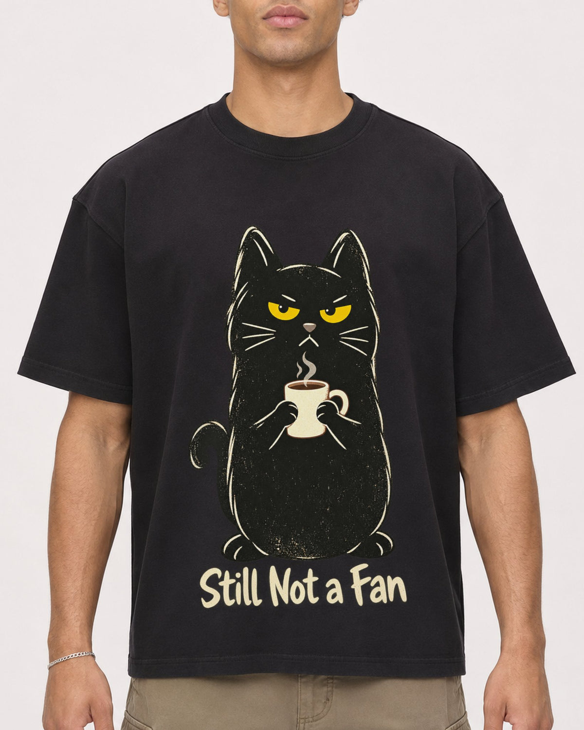 Mockup Boxy Heavyweight Tee Black male close-up 20