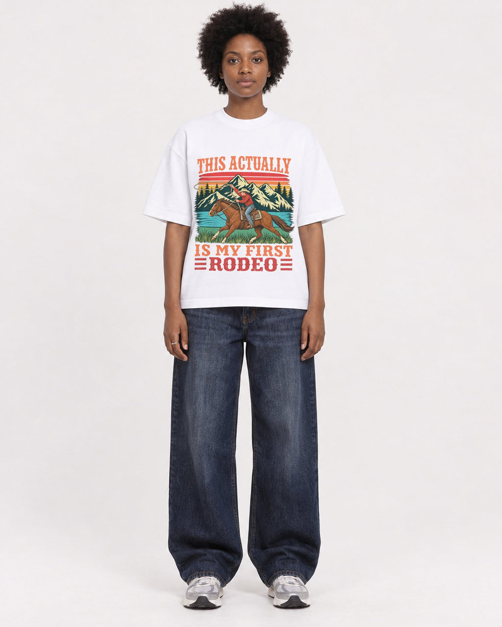 Mockup Boxy Heavyweight Tee White female full-body 14
