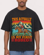Mockup Boxy Heavyweight Tee Black male close-up 14