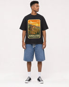 Mockup Boxy Heavyweight Tee Black male full-body 15