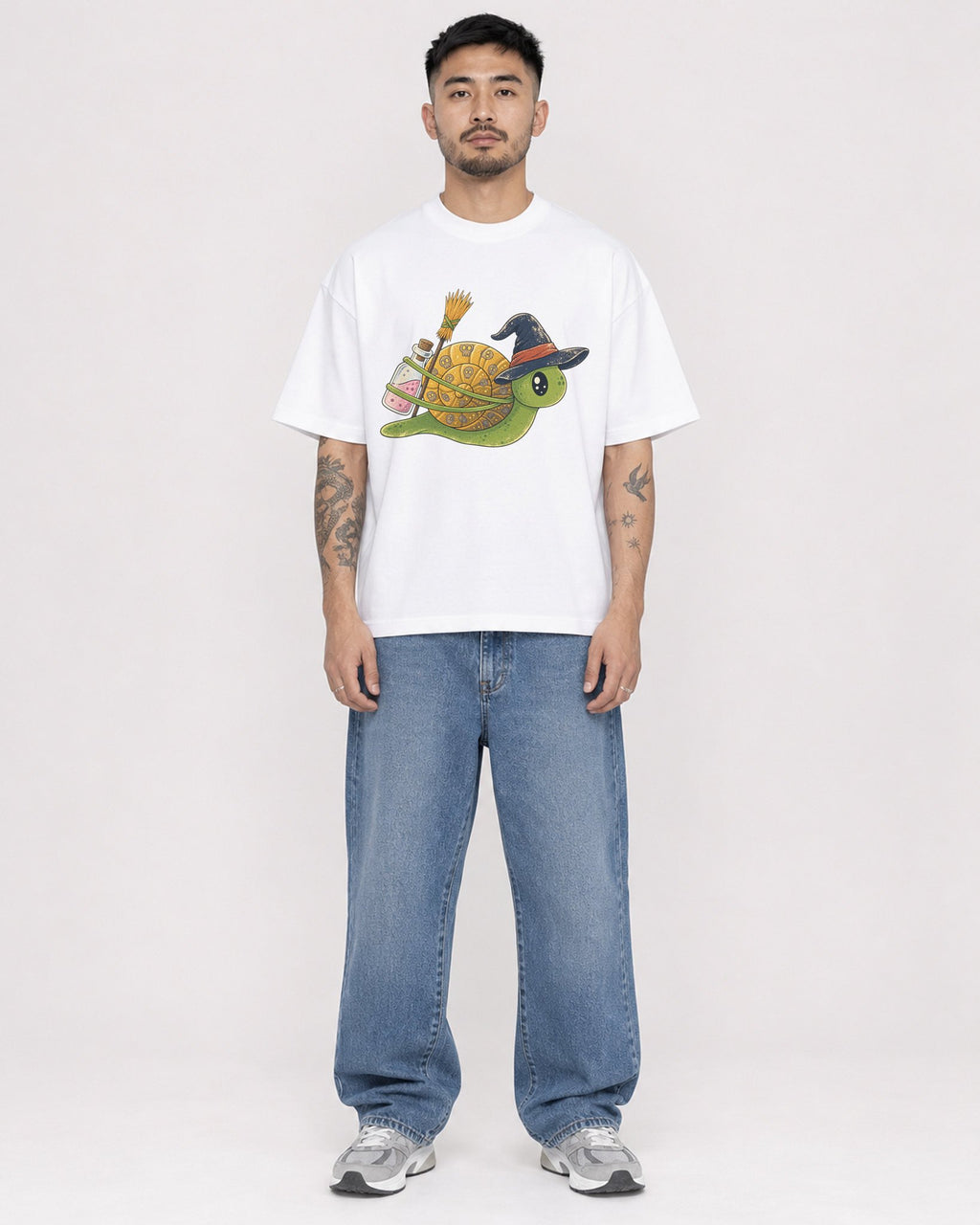 Mockup Boxy Heavyweight Tee White male full-body 12