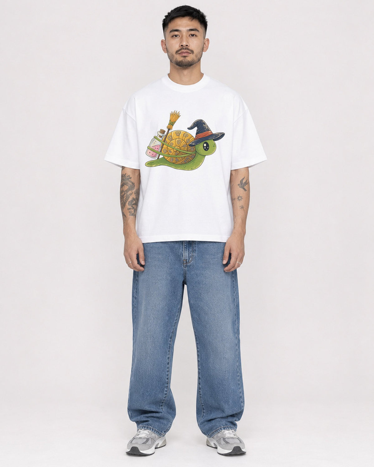 Mockup Boxy Heavyweight Tee White male full-body 12