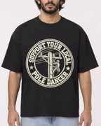 Mockup Boxy Heavyweight Tee Black male close-up 17