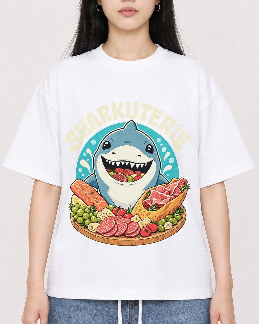Mockup Boxy Heavyweight Tee White female close-up 01