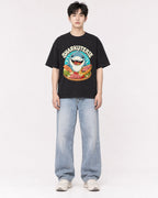 Mockup Boxy Heavyweight Tee Black male full-body 01