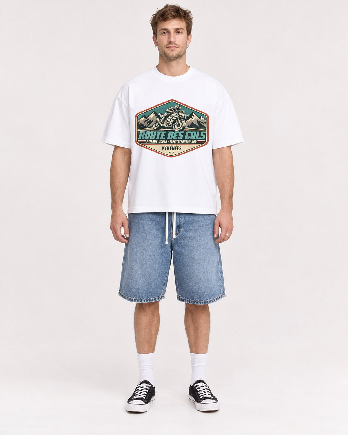 Mockup Boxy Heavyweight Tee White male full-body 08