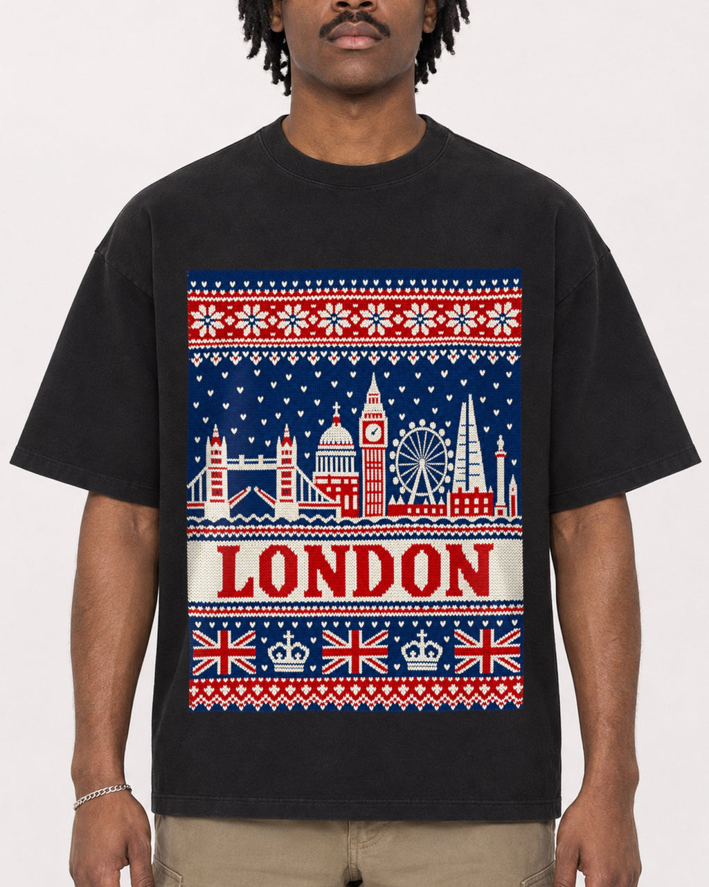 Mockup Boxy Heavyweight Tee Black male close-up 04