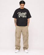 Mockup Boxy Heavyweight Tee Black male full-body 36