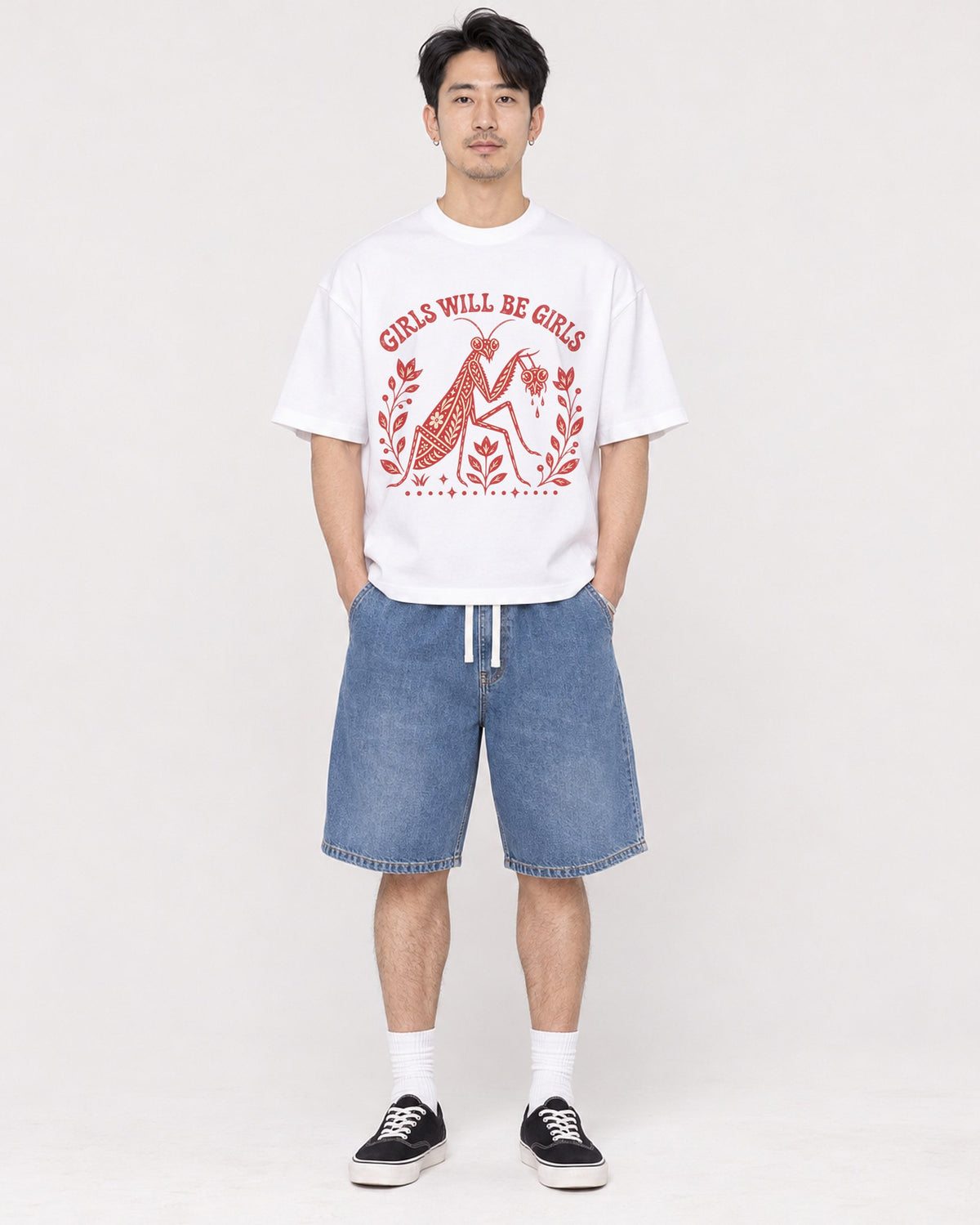Mockup Boxy Heavyweight Tee White male full-body 13