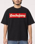 Mockup Boxy Heavyweight Tee Black male close-up 22