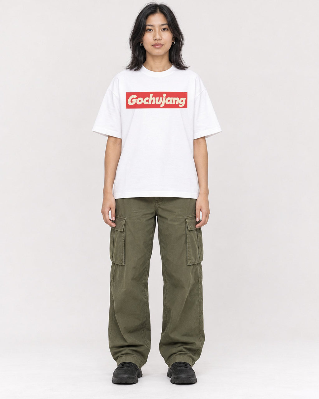 Mockup Boxy Heavyweight Tee White female full-body 22