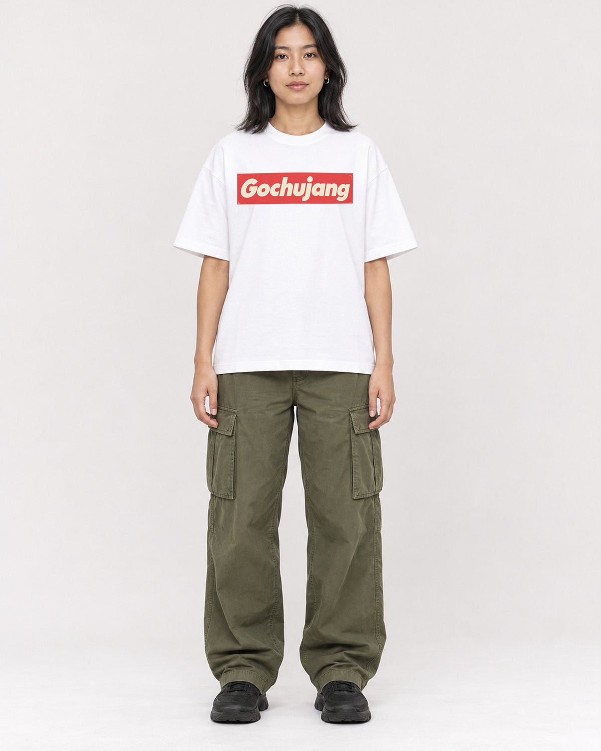 Mockup Boxy Heavyweight Tee White female full-body 22