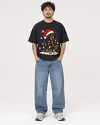 Mockup Boxy Heavyweight Tee Black male full-body 42