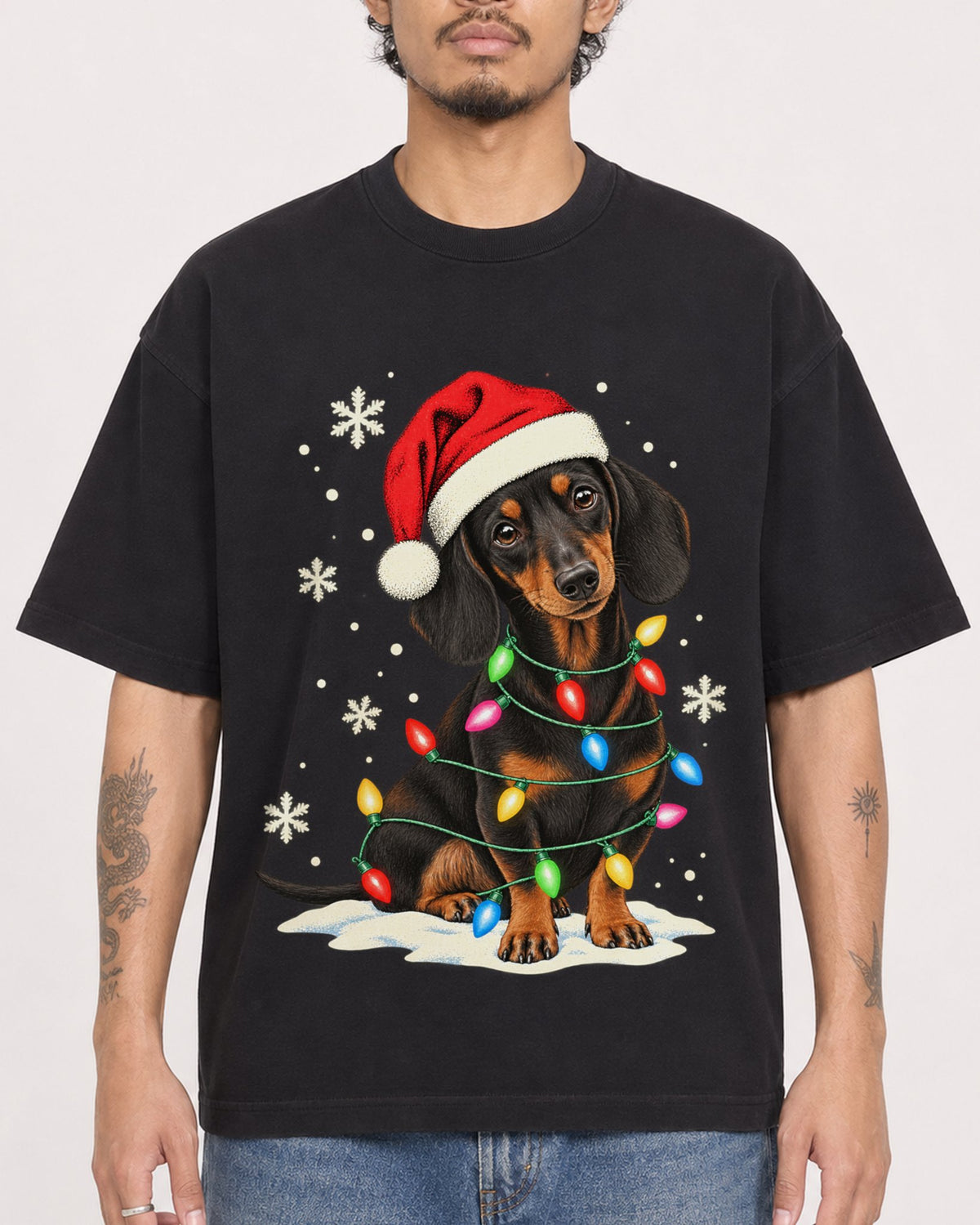 Mockup Boxy Heavyweight Tee Black male close-up 42