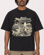 Mockup Boxy Heavyweight Tee Black male close-up 04