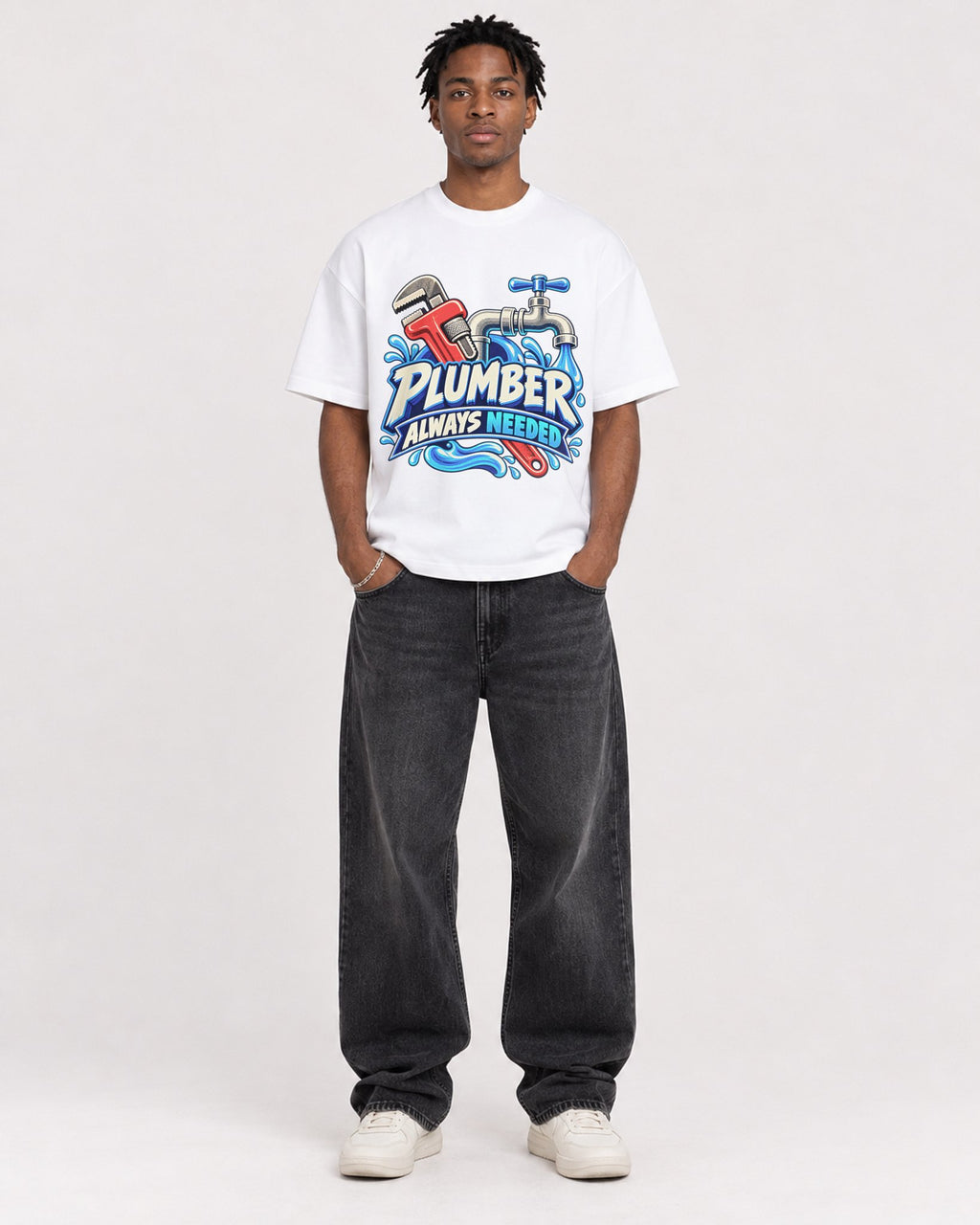 Mockup Boxy Heavyweight Tee White male full-body 05