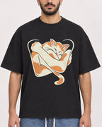 Mockup Boxy Heavyweight Tee Black male close-up 07