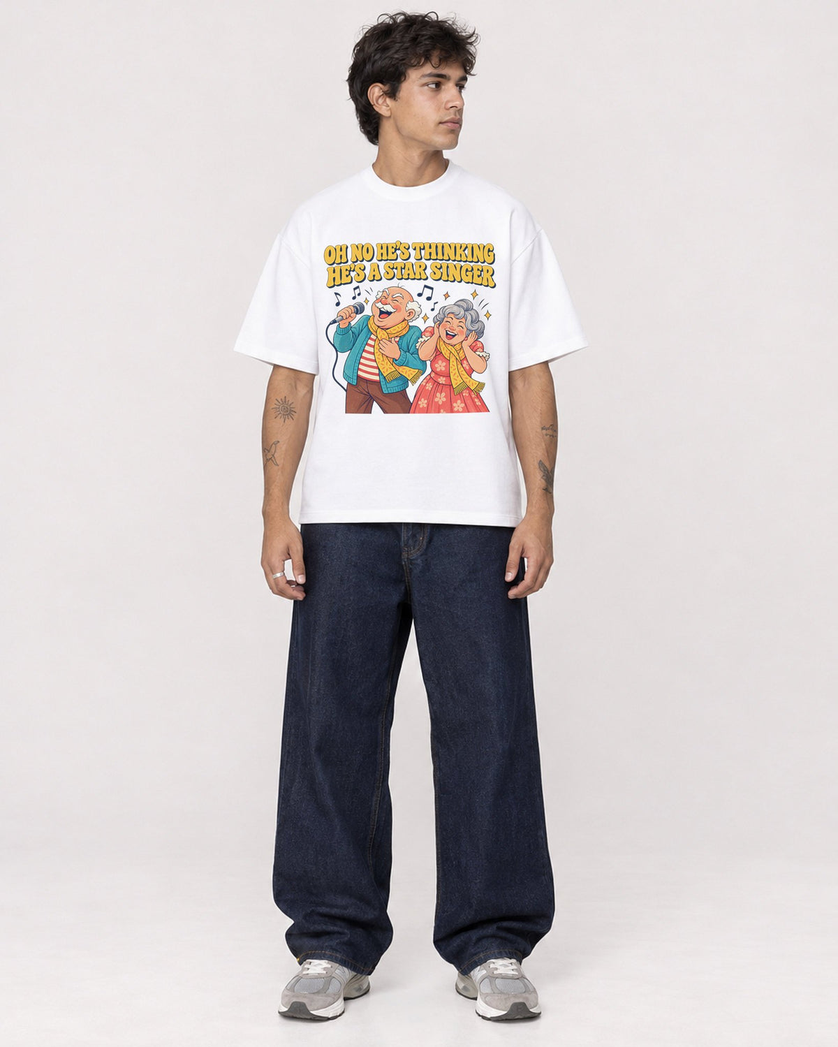 Mockup Boxy Heavyweight Tee White male full-body 06