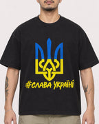 Mockup Boxy Heavyweight Tee Black male close-up 12