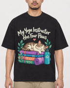 Mockup Boxy Heavyweight Tee Black male close-up 32